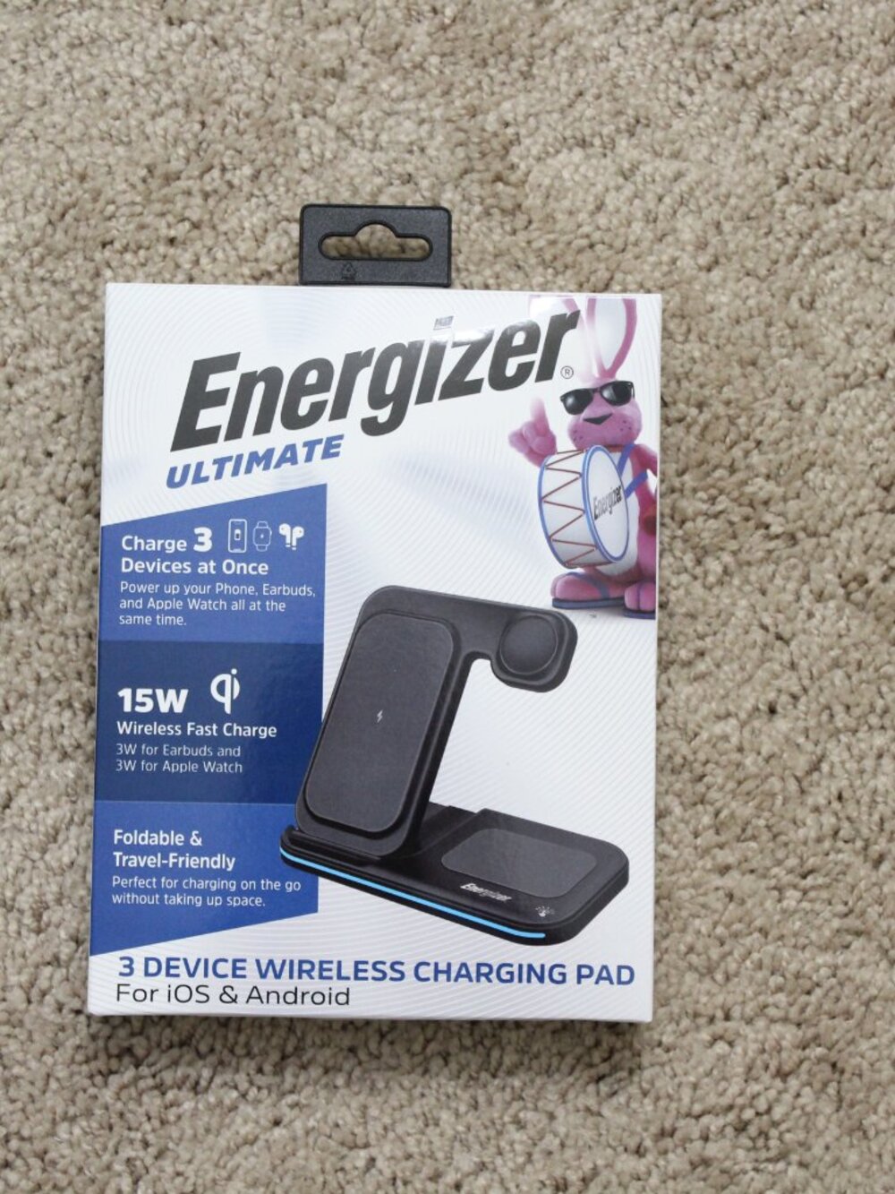 Energizer Ultimate 3 Device Wireless Charging Pad For iOS & Android 15W Foldable